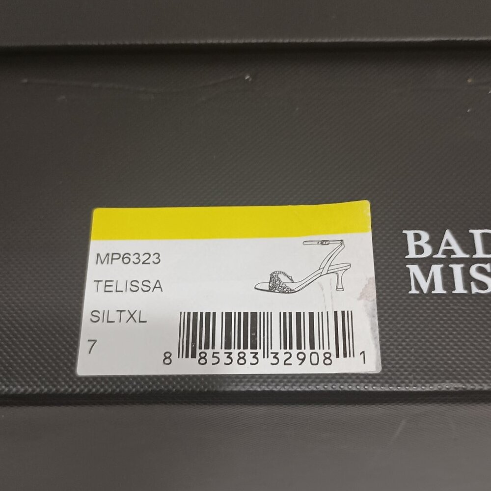 Badgley Mischka Women's Telissa Heeled Sandal Sliver Sparkle Size 7 - Picture 9 of 10